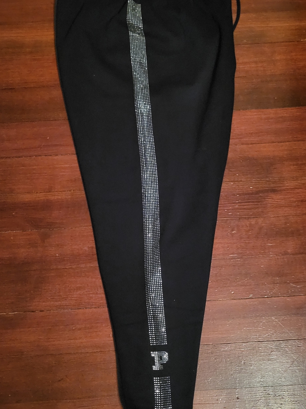 PINK Victoria's Secret Black  Joggers with Rhinestone Side Trim - Picture 2 of 4
